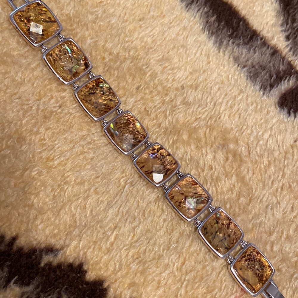 7 in monet latching bracelet. Shimmering squares. Very well made to last.